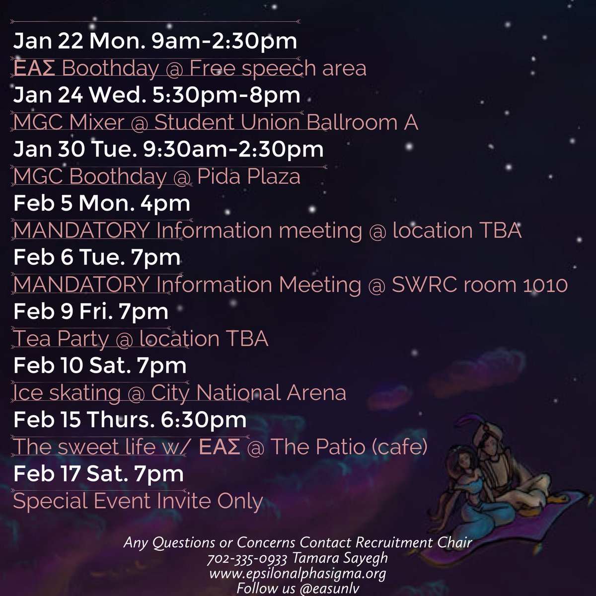 easunlv's tweet photo. Spring Recruitment 2018 is here!!! Come out to the free speech area Monday, January 22nd from 9am-2:30pm and find out how to be part of the Empowered Arab Sisterhood!! ✨🕊 https://t.co/It5b6Y92uK