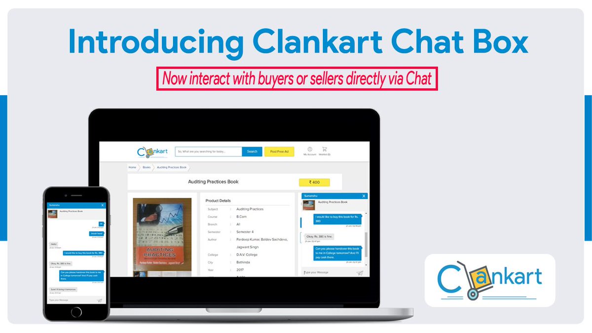 clankartTeam's tweet image. Introducing Clankart Chat Box!
Now interact with buyers or sellers directly via Chat.
Chat at your convenience with multiple buyers or sellers rather than talking to them.
clankart.com/chat-box
#Clankart #new #chat #ChatBox