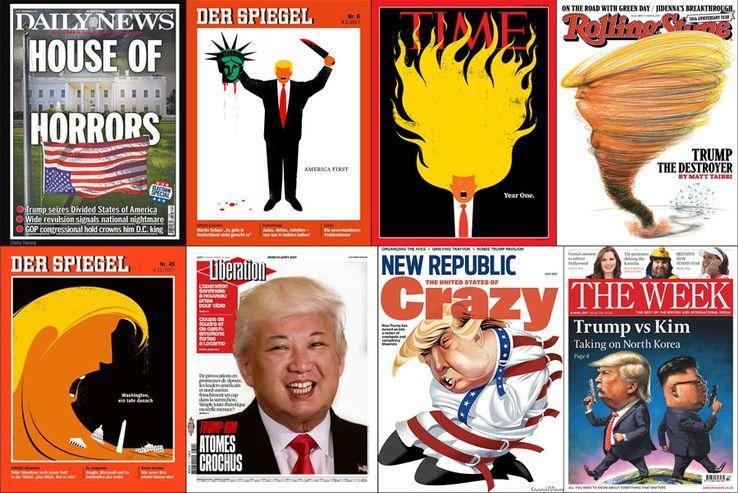 franceculture's tweet photo. Un an de Trump, c'est aussi beaucoup de Unes très inspirées https://t.co/BanZ7K7lcm https://t.co/eMuQUBTTkA
