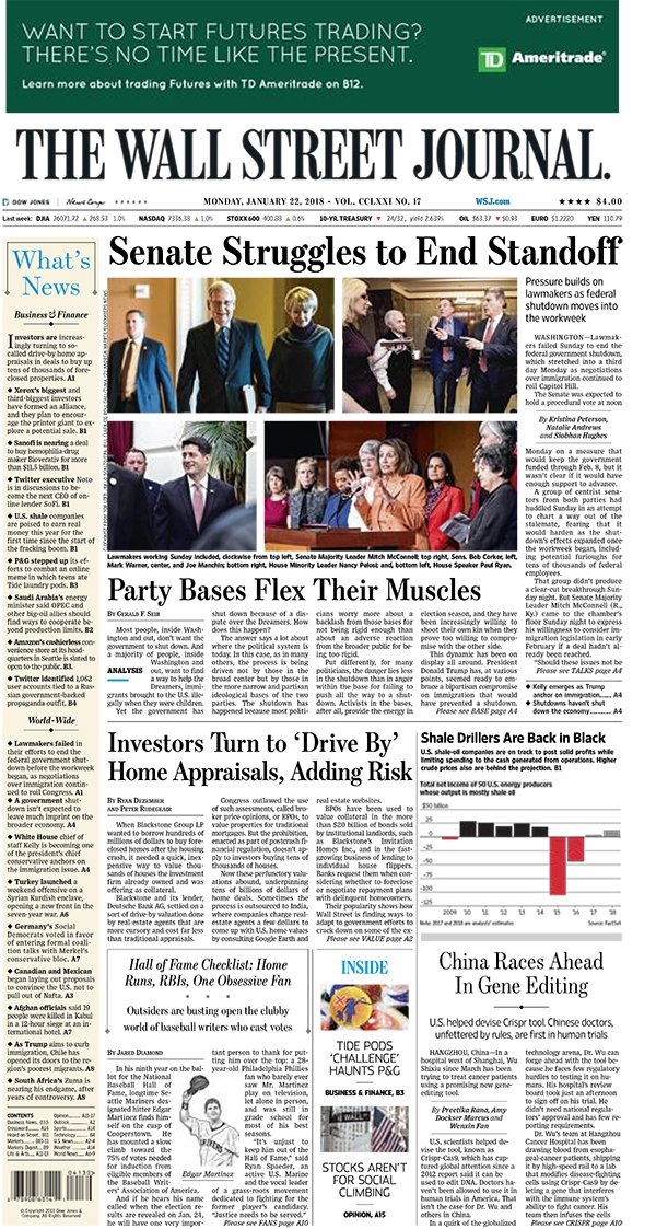 Take an early look at the front page of The Wall Street Journal The