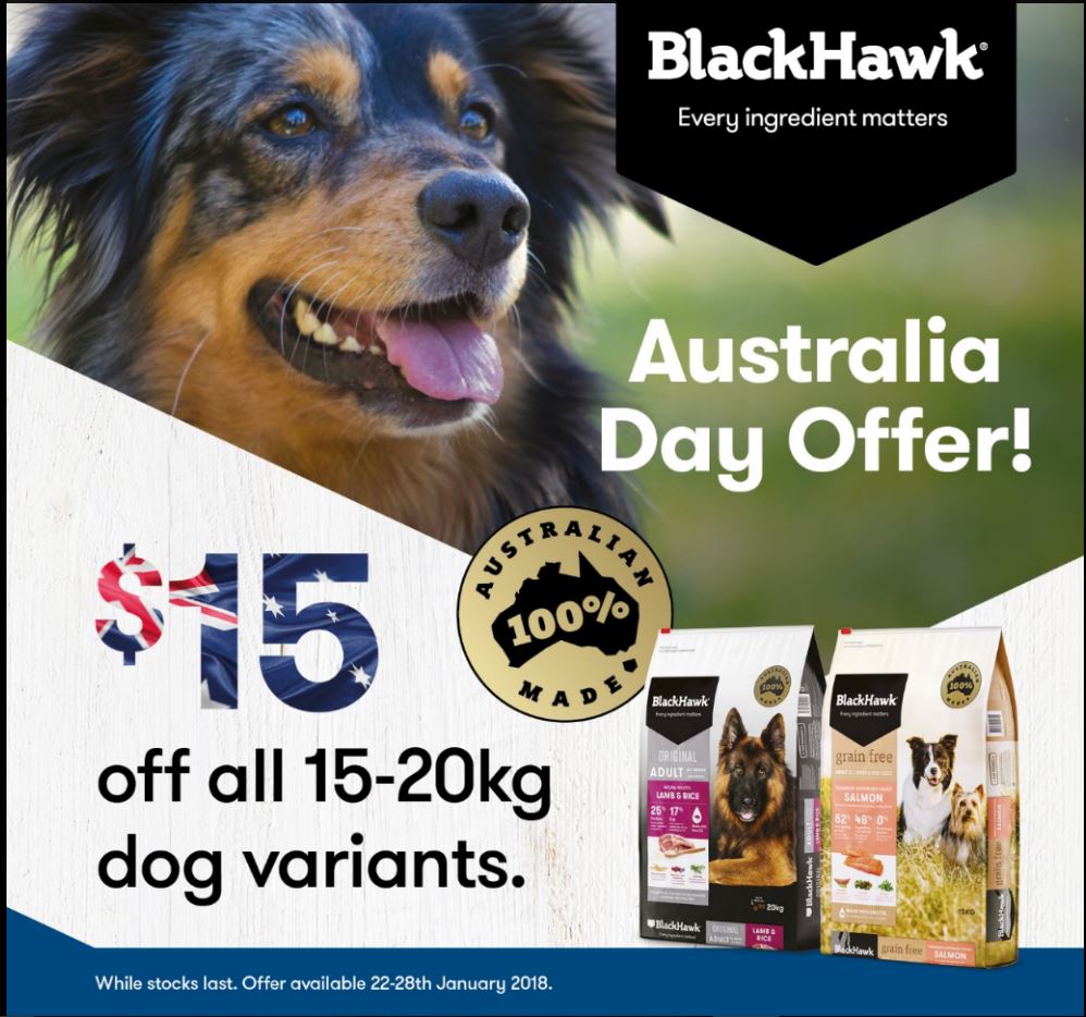 sandersfodder's tweet photo. HUGE Australia Day special on Blackhawk Dog food, starts today.
#Blackhawk #premiumdogfood https://t.co/79AiocYqqP