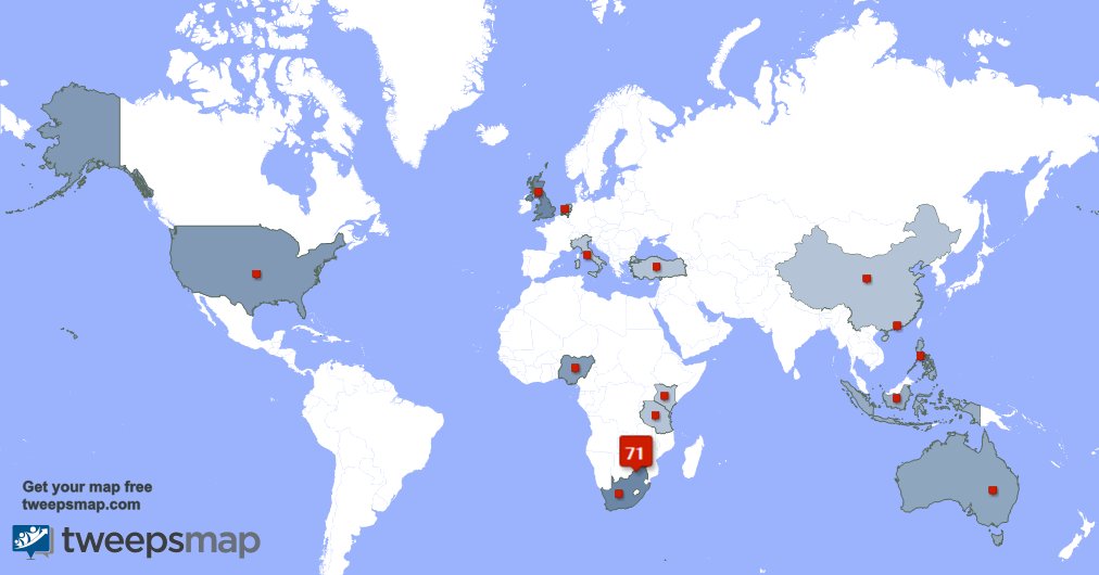 WedDirectoryZW's tweet photo. My followers live in Zimbabwe (68%), UK.(7%)... Get your map: https://t.co/KIxgauyfGp https://t.co/E0alstHxF1