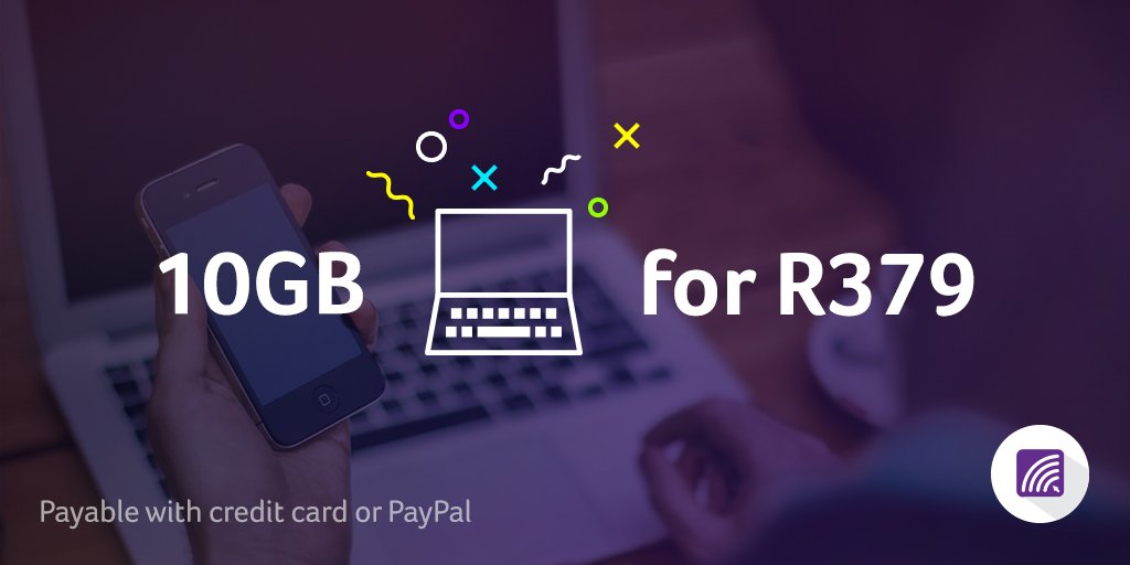 AlwaysOnWiFi's tweet photo. Stay connected always with our #HotSumma #CoolData deals! How does 10GB #AlwaysOnWiFi Data for only R379 sound? https://t.co/JlwBjt4U1p