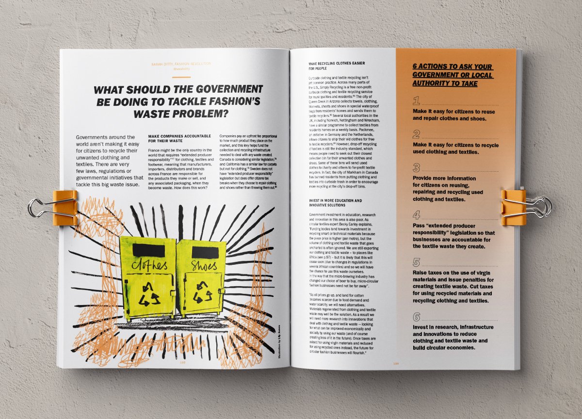 Fash_Rev's tweet photo. What should governments be doing to tackle fashion’s waste problem? In the fanzine LOVED CLOTHES LAST, @fash_rev's Head of Policy @sarahditty lists the 6 actions we should all be asking our local policymakers to take... https://t.co/m2MCF537ru #lovedclotheslast https://t.co/WM5kgZMcIm