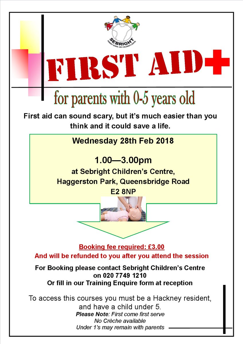 SebrightCC's tweet photo. New date for First Aid for parents with Children's 0-5 years old. https://t.co/IFor17X3bU