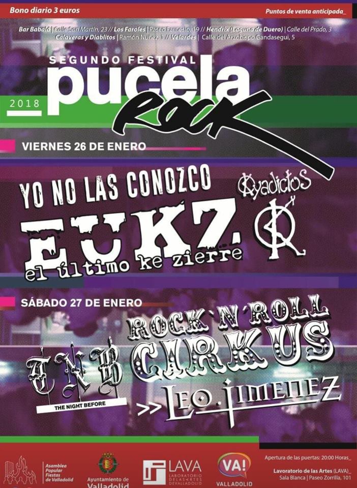 distritouve's tweet photo. #DistritoNews by #DistritoUve #Festivales #Rock #Metal #Punk Recuerda: esta semana,26 y 27,se celebra II PUCELA ROCK en #Valladolid.Festival benéfico a favor de @Adavasymt:
-26 ENERO: @YoNoLasConozco @eukzspace K y ADICTOS
-27 ENERO: @TNB_Metal RocknRoll Cirkus @LeoJimenezMetal https://t.co/Peom3nCNs0