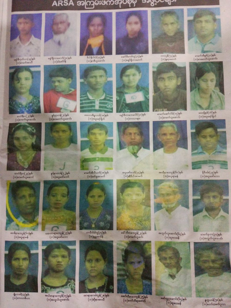 Umoenaing's tweet photo. A little #lists of the #ARSA(Bengalis) #Territories.
Over 1000 males n females.
The Mirror Daily.
MYANMAR.
@nslwin
@tunkhin80
@KenRoth https://t.co/vk9pZetkIH