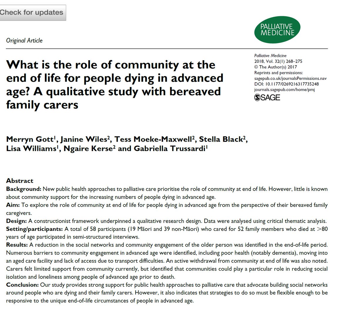 PalliativeMedJ's tweet photo. Four papers on #carers: burden, support, bereavement, https://t.co/L43UO5ys33 #hpm https://t.co/PhjhhKxeZL