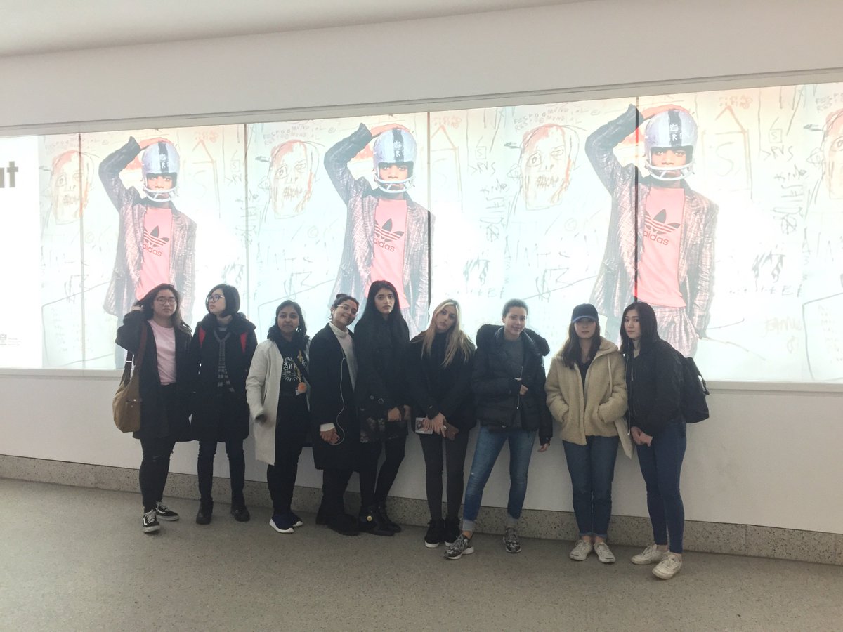 INTO_London's tweet photo. INTO London Art and Design students recently went on a trip to the Basquiat: Boom for Real exhibition, the first large-scale UK display of more than 100 pieces of his work at the Barbican Art Gallery in London. 

#HelloINTO #INTOLondon #INTOArts #internationalstudents #basquiat https://t.co/SaIXOG5J3b