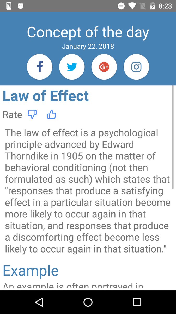 concept_a_day's tweet photo. Concept of the Day: Law of Effect. Free app https://t.co/CvzmWOfcaj 
 #dailyconcept #knowledge #culture #theory #interesting #sociology #psychology #marketing #business #science #arts #philosophy #learning #education #religion #technology #economics https://t.co/YFRu69WCDv