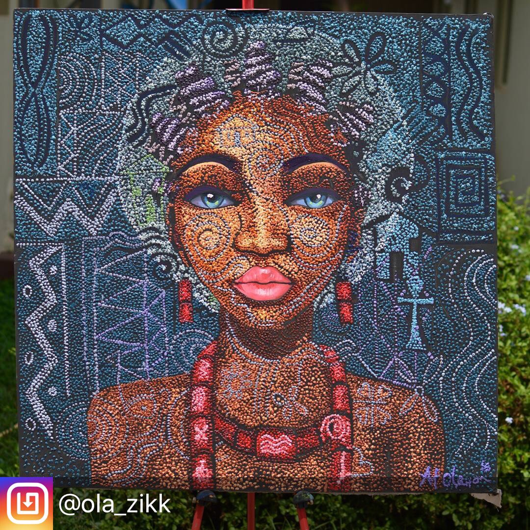 ola_zik's tweet photo. Tittle :arewa' 
Size:3x3ft 
Medium:oil 
Style :pointillism ,impressionism 
#art #artist #africanart #culture #artcollector #black #melanin #easle #supportblackart #re.le #rele #bantu #bantuknots #painting #pointillism #motives #onoism #impressionism #bead #africanart #europe https://t.co/YJ2mGFFgjv