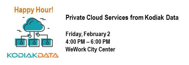 kodiakdata's tweet photo. [Happy Hour] We’re hosting next Friday, Feb 2 at #wework #citycenter! @wework members are invited to stop by and learn about our private cloud services for individuals, small teams and workgroups. @WeWorkSF #privatecloud #memcloud https://t.co/jolr7Ni2aW