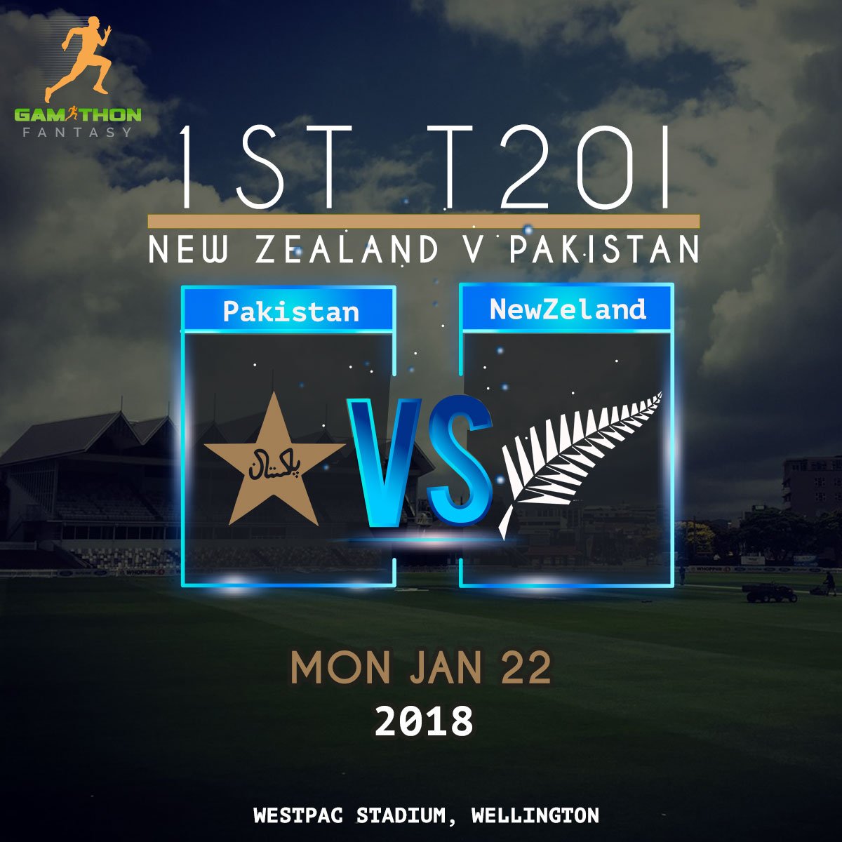 gamithon's tweet photo. Be ready for thrilling 1st  T20 between Pakistan VS New Zealand on 22nd Jan 2018.
Create your dream team for playing at Gamithonfantasy website for Exciting fantasy cricket league and win cash prizes.
#Cricket #Gamithonfantasy #Pak #NZ https://t.co/oK7Y39WlyR