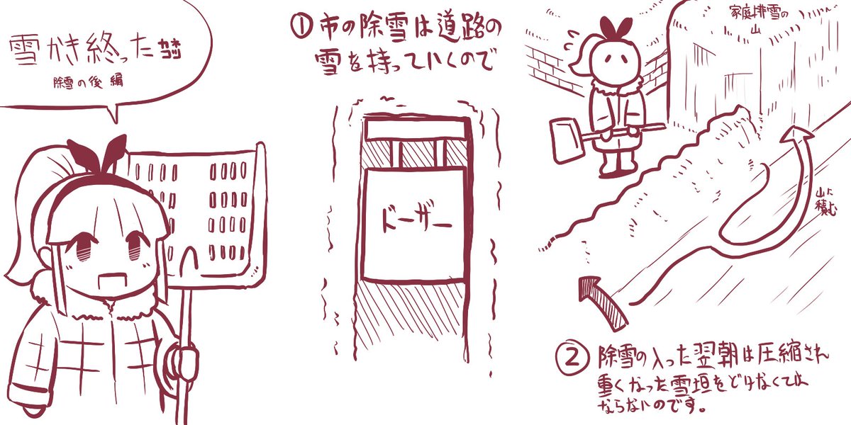 東京雪すごいらしいので私が雪かき終った後に投げてた雪かきシリーズをまとめてどうぞ https://t.co/KnFPlVpyDN