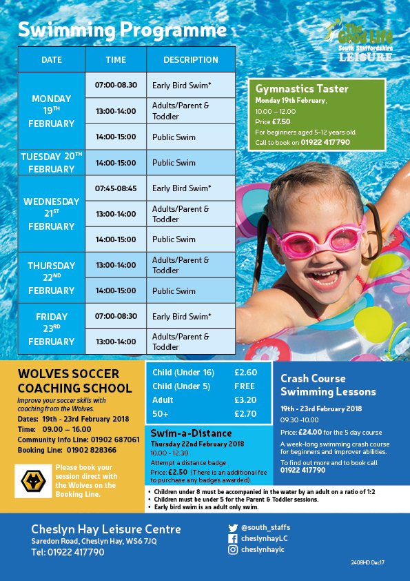 south_staffs's tweet photo. Find out what's on offer this Feb half term at your local South Staffs leisure centre #Wombourne #Codsall #CheslynHay https://t.co/w9JYdqrUWU