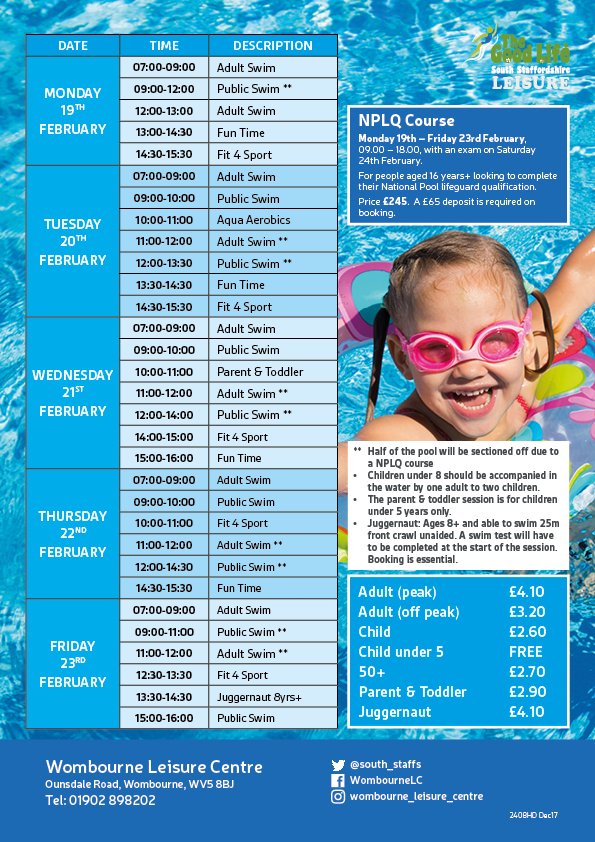 south_staffs's tweet photo. Find out what's on offer this Feb half term at your local South Staffs leisure centre #Wombourne #Codsall #CheslynHay https://t.co/w9JYdqrUWU