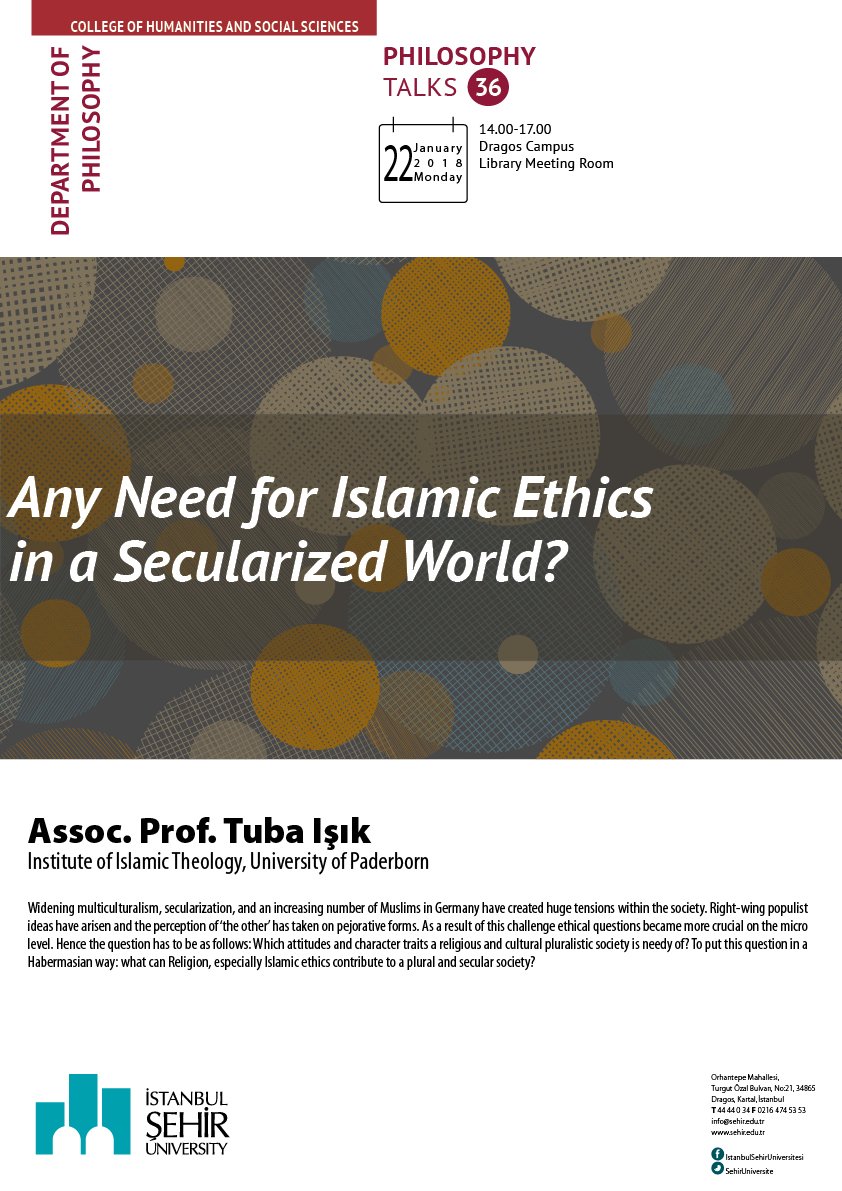 We have a meeting with Tuba Işık on Islamic Ethics in Secular World, at 14:00. Everybody is wellcome.