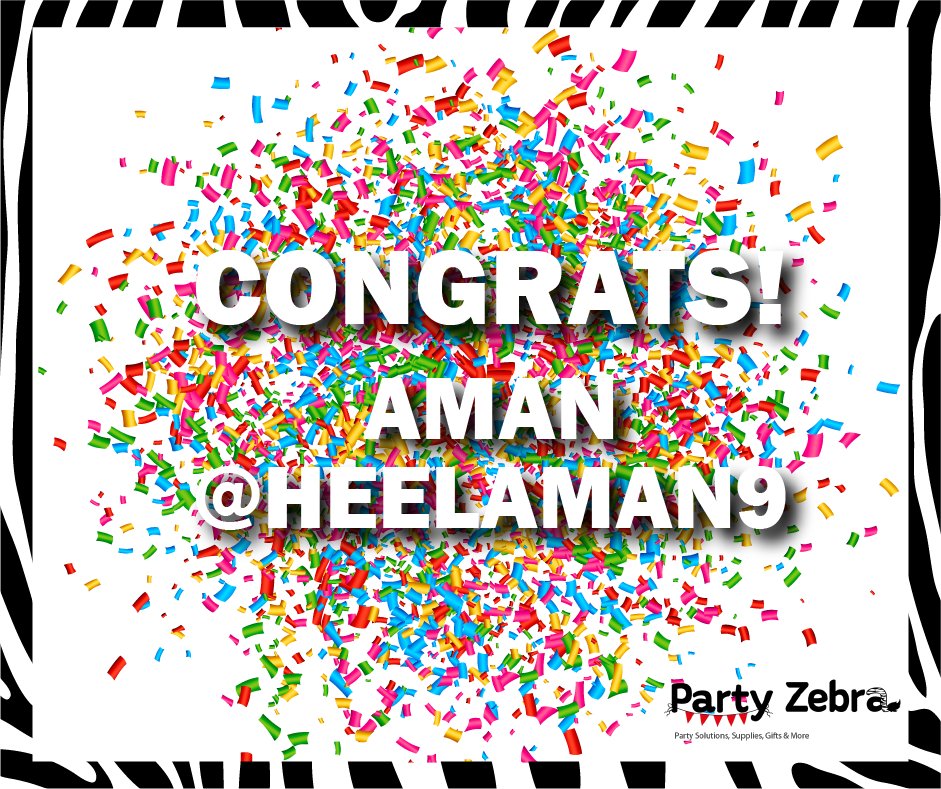 PartyZebra_PZ's tweet photo. Congratulations @HeelAman9 on winning the Share and Win Contest!
#contestwinner #contest #partyzebra https://t.co/T2ALprq2qB
