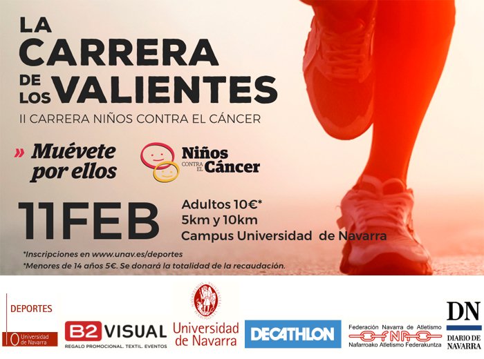 II Carrera #NiñosContraelCáncer
🗓️ 11 de Febrero
📌 #Pamplona
🏥 Ayuda a la investigación del #CáncerInfantil .
📝 Inscripciones: goo.gl/iLYiye
Toda la información 👉🏻 unav.edu…/activi…/carrera-ninos-contra-el-cancer