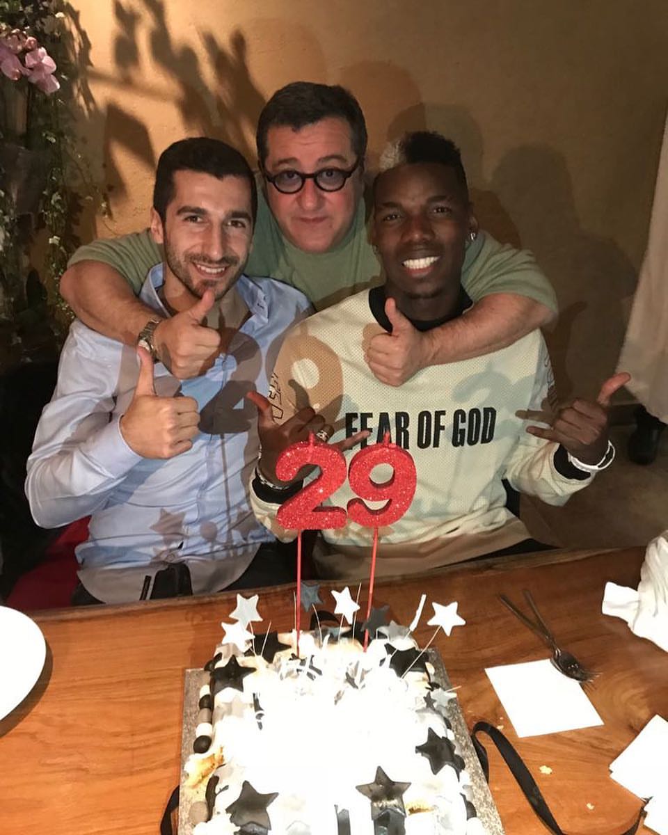 Paul Pogba dan agennya merayakan ulang tahun Henrikh Mkhitaryan. Happy Birthday Mkhi. 