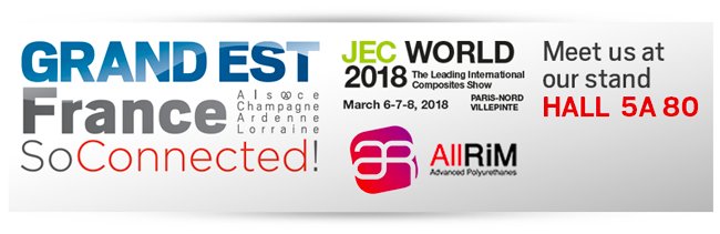 AllrimPU's tweet photo. Meet us at @JECComposites!We will be showcasing our latest innovations for coating, adhesives and composites applications.We are to present our newly patented mercury free transparent PU resins, high performance  elastomers and our development in the area of bio-derived materials https://t.co/bLhFdN0AH8