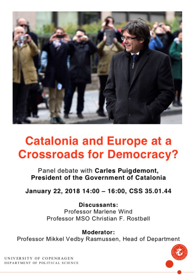 Arribat a #København. A les 14h participo al debat "Catalonia and Europe at a crossroads for democracy" a la @uni_copenhaguen. Ho podreu seguir en directe a politicalscience.ku.dk