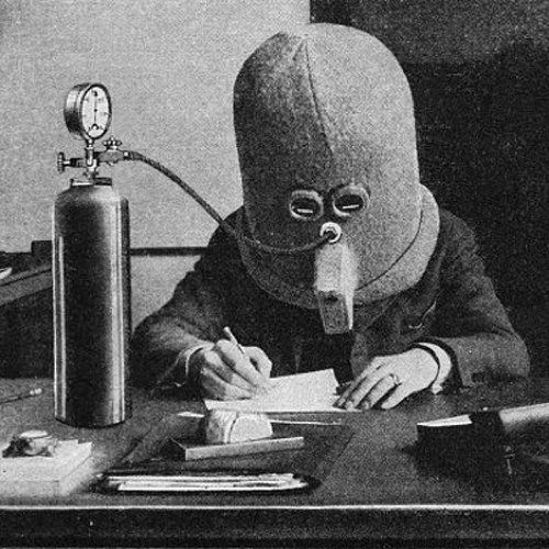 24. In 1925, Hugo Gernsback invented the Isolator.It was a sealed helmet worn to help the wearer focus on reading and writing, rendering the person deaf.The helmet also had a supply of oxygen,and just one line of text could be seen at a time through a horizontal slit.DEEP AF.