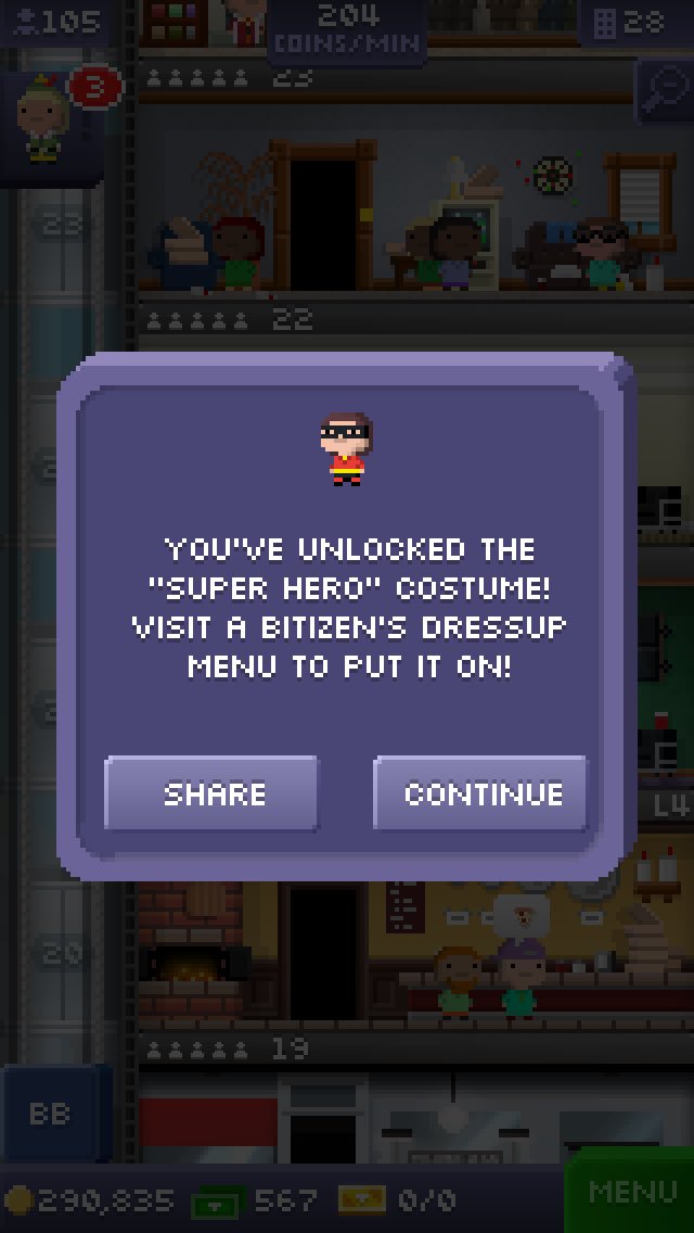 KlNGOFENGLAND's tweet photo. I just unlocked the super hero costume in Tiny Tower! https://t.co/qvxkIZ7qPL