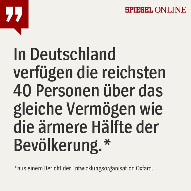 derspiegel's tweet photo. Die Reichen werden immer reicher - und die Spaltung der Gesellschaft immer größer. Auch in Deutschland herrscht trotz guter Konjunktur Ungleichheit: https://t.co/KuoNRdxaNn #Oxfam https://t.co/rCOUIv5NkG