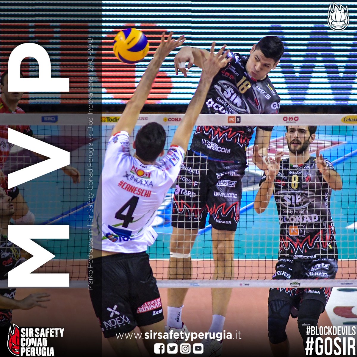 SIRVolleyPG's tweet photo. E' il #Potke l'MPV di #PerugiaSora! Per Marko Podrascanin 12 punti (di cui 5 muri e 2 ace) e best scorer bianconero!!!

#GoSir #BlockDevils #RCD #ORAèADESSO https://t.co/pLsXrOezV2