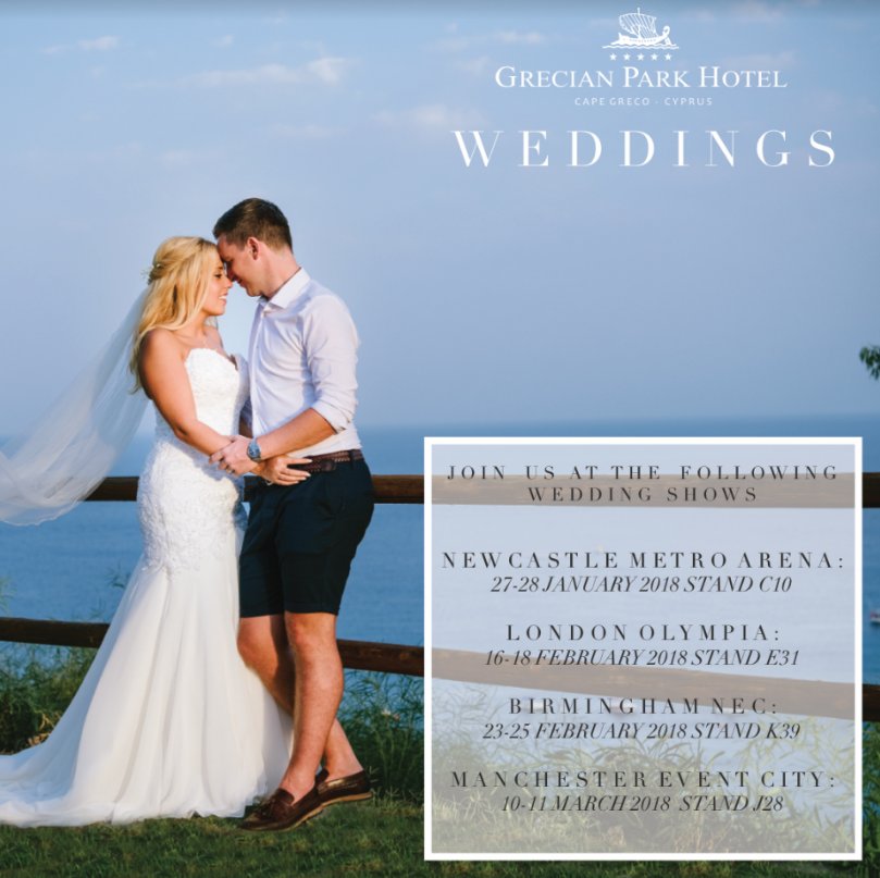 GrecianPark's tweet photo. Join us at the following wedding shows and find out how to make your wedding in paradise come true! #grecianpark #gpweddings #grecianhotels #greciancyprus #weddings #weddingexpo #weddingplanning #cyprus #vacationmode #cypruslove #viewgoals #seaview #cliffjumping #bluesea #shadeso https://t.co/bfGvQIIbrR