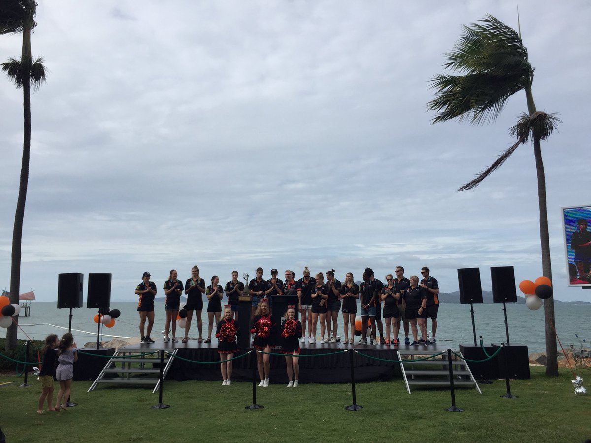 TownsvilleFire's tweet photo. What a backdrop to start the JCU Townsville Fire #TrophyTour! #FireUpTownsville #TownsvilleShines https://t.co/kLfr4nRMK4