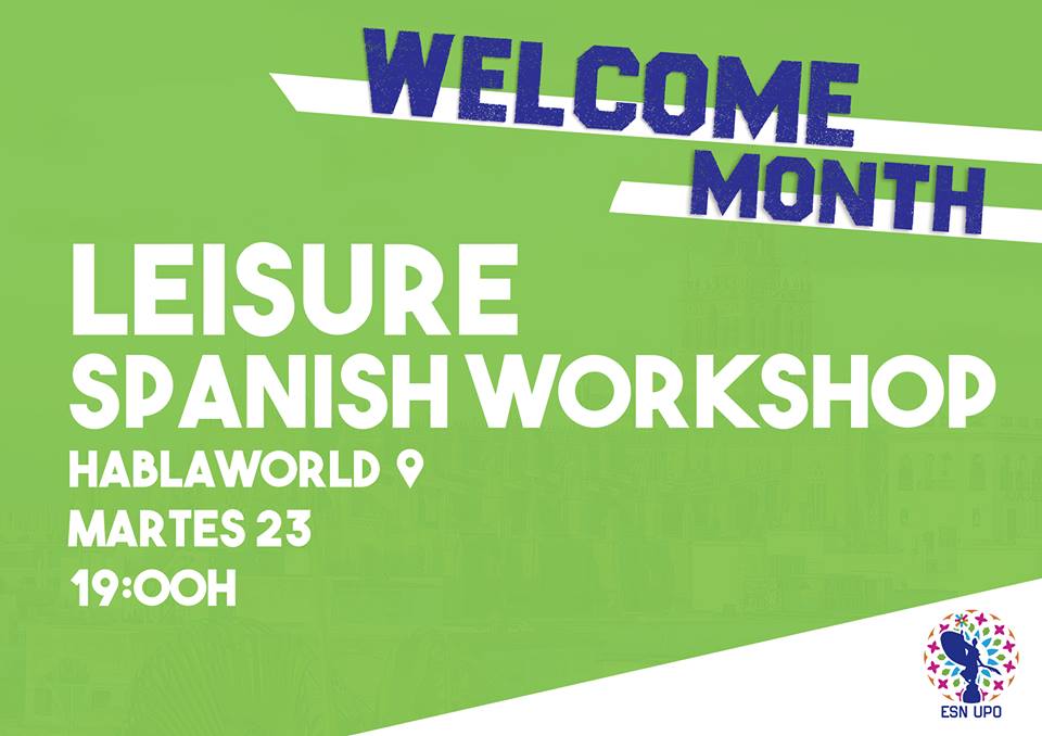 hablaworld's tweet photo. Dentro del #WelcomeMonth de la @esn_upo, mañana a las 19h hemos preparado en #Hablaworld un #SpanishWorkshop muy divertido que, además, incluye un picoteo sevillano 😋 Es gratis y sólo hay 35 plazas, apúntate ya en 👉 https://t.co/eY1Z9vmxcL
#THISisESN #ESNUPO #ErasmusSevilla https://t.co/aef4HZFpkZ