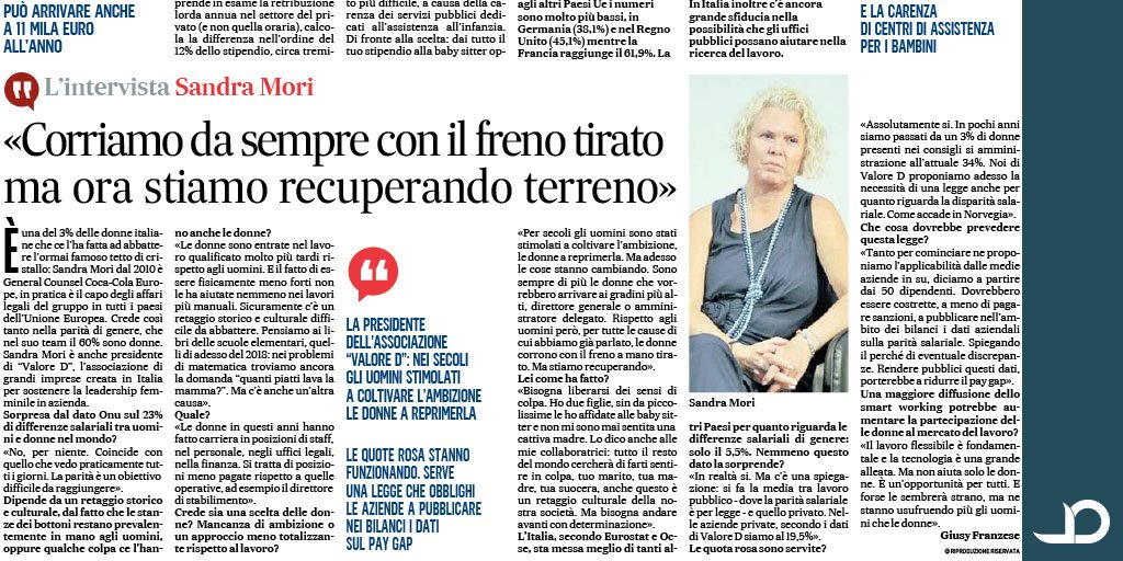 ValoreD's tweet photo. "Non mi sorprende il dato #ONU sul 23% di differenze salariali tra uomini e donne. La #parità è un obiettivo difficile da raggiungere!" la nostra Presidente @samorima06 parla di #PayGap e #SmartWorking su @ilmessaggeroit > https://t.co/zroQzzLswy https://t.co/mKjWebkWOs