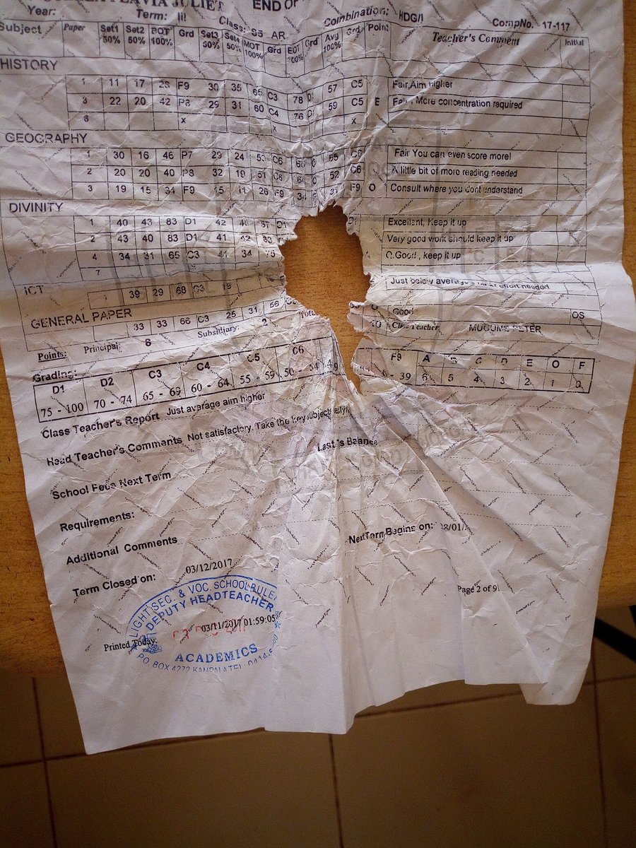 eHubUg's tweet photo. This student discarded her class report before her parents could see. We can help you keep track of your child's records. Reach us on lillian@gradescores.com or signup on #gradescoresdotcom https://t.co/QKyBJ6rmMg