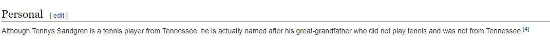 Nice description of <a href="/TennysSandgren/">Tennys Sandgren</a> on Wikipedia <a href="/RobKoenigTennis/">Rob Koenig</a> 😂