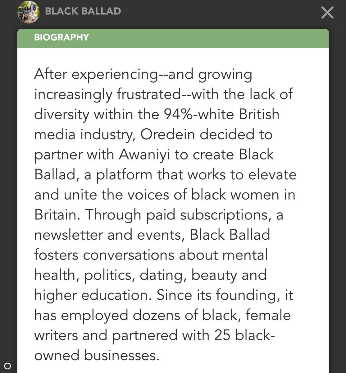 Black Ballad (@blackballaduk) on Twitter photo We are pleased to announce that the founders of Black Ballad, <a href="/IamTobiOredein/">#TheBBWeekender</a> & <a href="/MrAwoniyi/">Bola Awoniyi</a>, are in the #ForbesU30Europe, Media & Marketing, Class of 18! ❤️💜❤️
🤴🏿👸🏿
Black Ballad | 30 Under 30 Europe forbes.com/30-under-30-eu… We are pleased to announce that the founders of Black Ballad, <a href="/IamTobiOredein/">#TheBBWeekender</a> & <a href="/MrAwoniyi/">Bola Awoniyi</a>, are in the #ForbesU30Europe, Media & Marketing, Class of 18! ❤️💜❤️
🤴🏿👸🏿
Black Ballad | 30 Under 30 Europe forbes.com/30-under-30-eu…