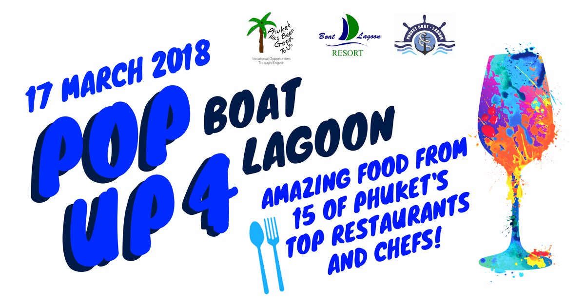 PHBGTU's tweet photo. Mark your calendars for Pop Up 4 at Boat Lagoon! Email julia@phukethasbeengoodtous.org to get your tickets! 
#phbgtu #popup4 #childrencharity #event #fundriaser #foodevent #phuketfoodie https://t.co/gjpUjBFVuj