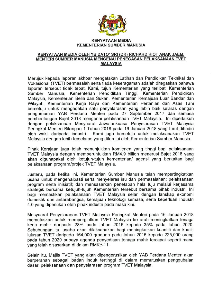 Menteri Sumber Manusia 2018 - Kokakka