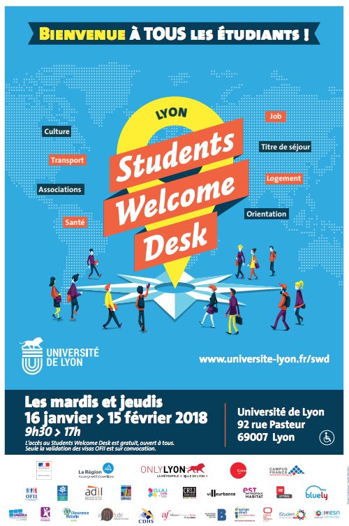 lyoncampus's tweet photo. Nouveaux #étudiants dans notre Métropole @grandlyon, le #StudentWelcomeDesk vous accueille pour faciliter vos démarches (logement, visas, intégration à la #vieétudiante...)
🗓Les mardis & jeudis 9h30-17h jusqu'au 15 février
📍À l’@UniversiteLyon https://t.co/ldQ1XCCjCD