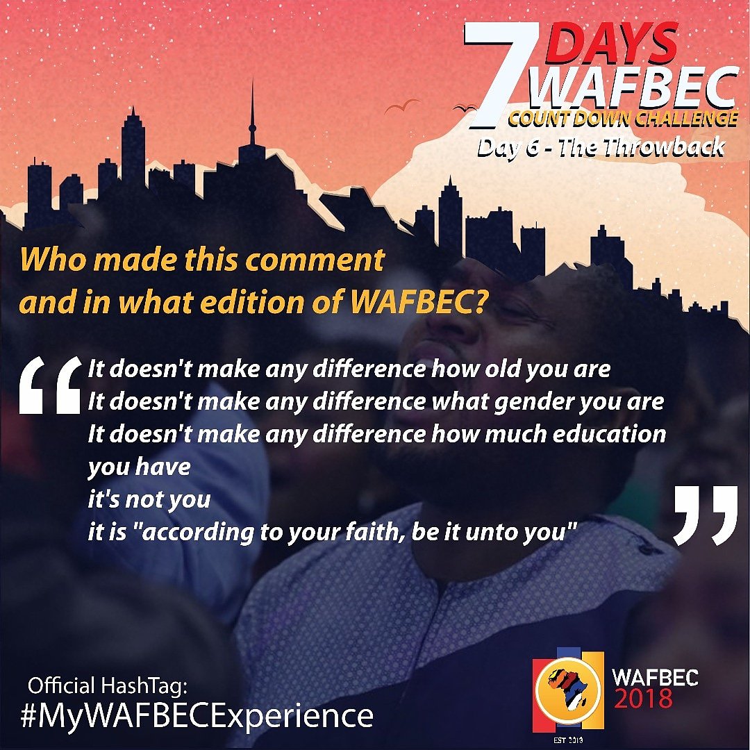 WOFBEC's tweet photo. So here's our first question for the day! 💃💃💃 Who made this comment, and in what edition of #WAFBEC?
LET THE BEST MAN WIN! 💪
#MyWAFBECExperience #WAFBECThrowback #WAFBECQuotes https://t.co/vrpCDA9b7m