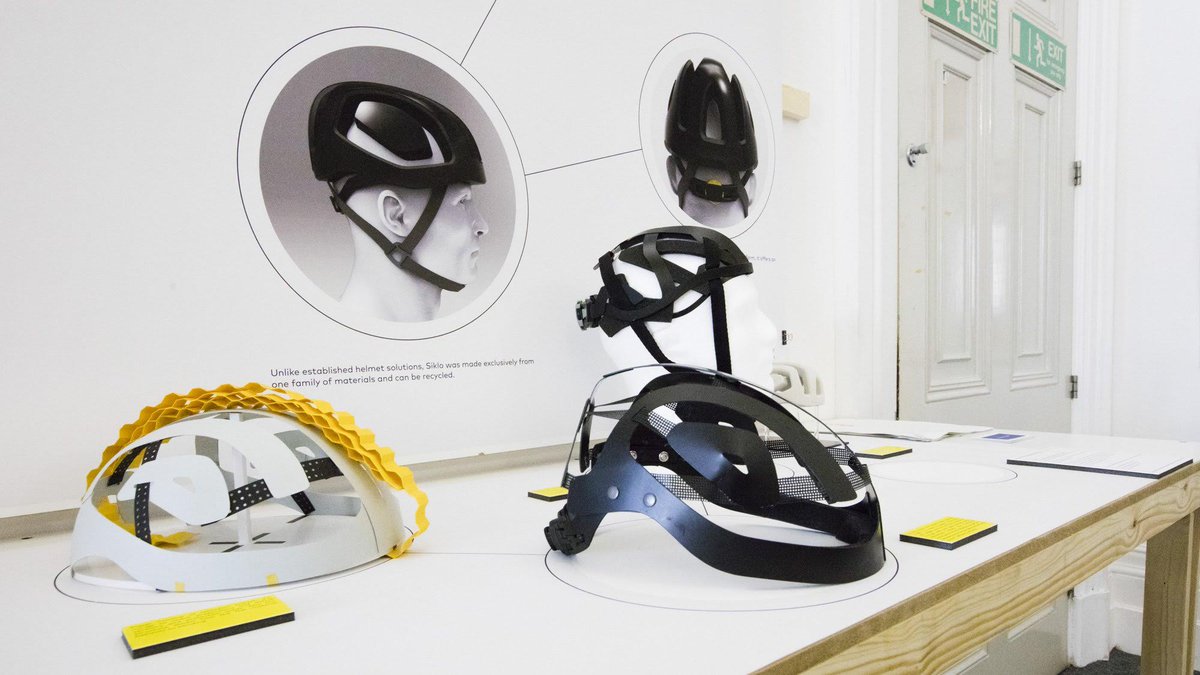 RCA's tweet photo. ICYMI: Catch up on #RCAWIP Shows from our School of Design students. Projects include: @dupontpolymers collab on Hytrel helmet, a bag made from sweet potato and a record label scheme to reduce violence in prisons. Intrigued? Read on here https://t.co/1oVIA2ywuX #royalcollegeofart https://t.co/JYK6EEzl7T