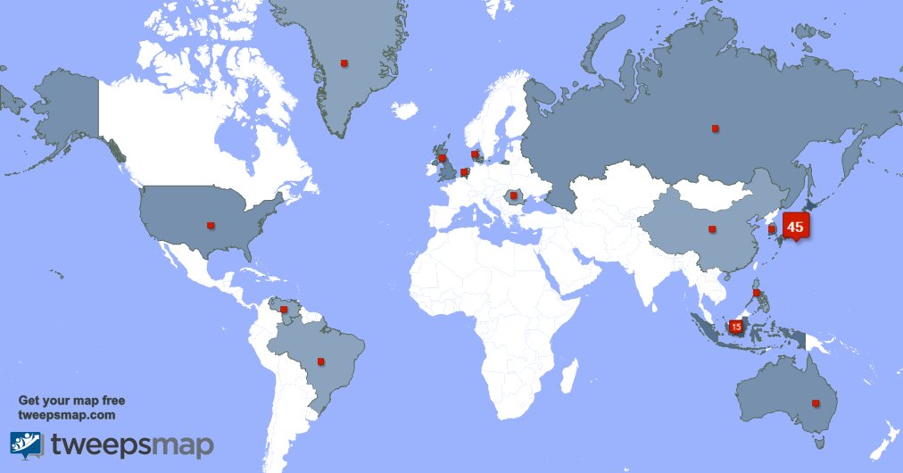 Adieudenuit's tweet photo. My followers are in Japan(44%), Indonesia(15%)... Get your map too: https://t.co/ebxxw3tAYe https://t.co/fAYws2CO7y