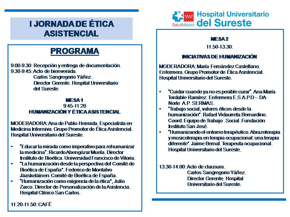 anadeph's tweet photo. I Jornada de Ética Asistencial del Hospital Universitario del Sureste. Estáis todos invitados... https://t.co/sgMI9aHzDi