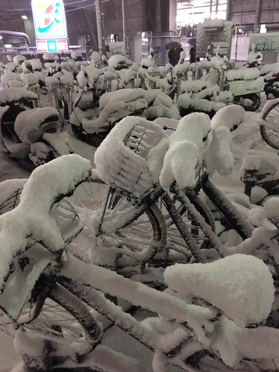 雪が降り積もった結果？自分のチャリがわからなくなるｗｗｗ