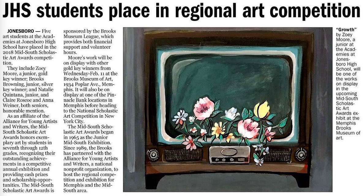 JPSHurricane's tweet photo. Congratulations to these JHS students that placed in the Mid-South Scholastic Art Awards! #CaneOTR #CaneCreative https://t.co/Fw9pAW17by