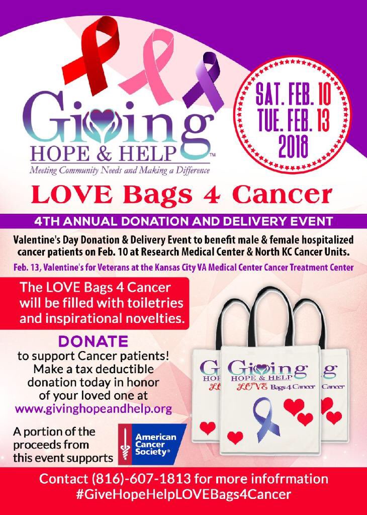 givehopehelp's tweet image. Getting EXCITED TO INSPIRE CANCER PATIENTS! Get in on the inspiring and fight for a cure. Make a tax deductible donation of $5 or more at givinghopeandhelp.org. A PORTION OF THE PROCEEDS BENEFITS THE AMERICAN CANCER SOCIETY. @AmericanCancer   #GiveHopeHelpLOVEBags4Cancer