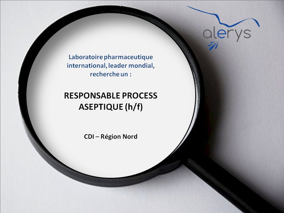 Alerys_RH's tweet photo. Recrutement via@Alerys_RH https://t.co/fOWZzDGCRr #Responsable #processaseptique #CDI #industriepharmaceutique https://t.co/Em2btXoo8f