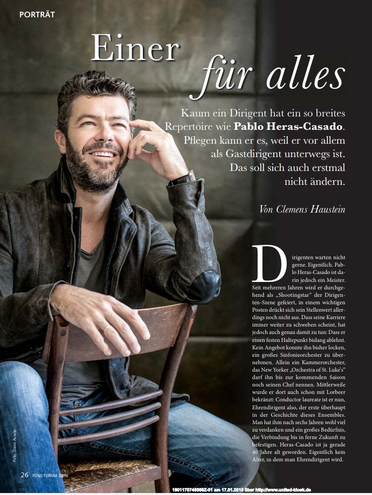 herascasado's tweet photo. “El nómade detrás del director estrella” Ya está publicada mi entrevista con Fono Forum @Fonoforum en la edición de Febrero. Una hermosa charla con Clemens Haustein. Gracias!
#FonoForum #Entrevista #Feature https://t.co/bCdRpIXfF1