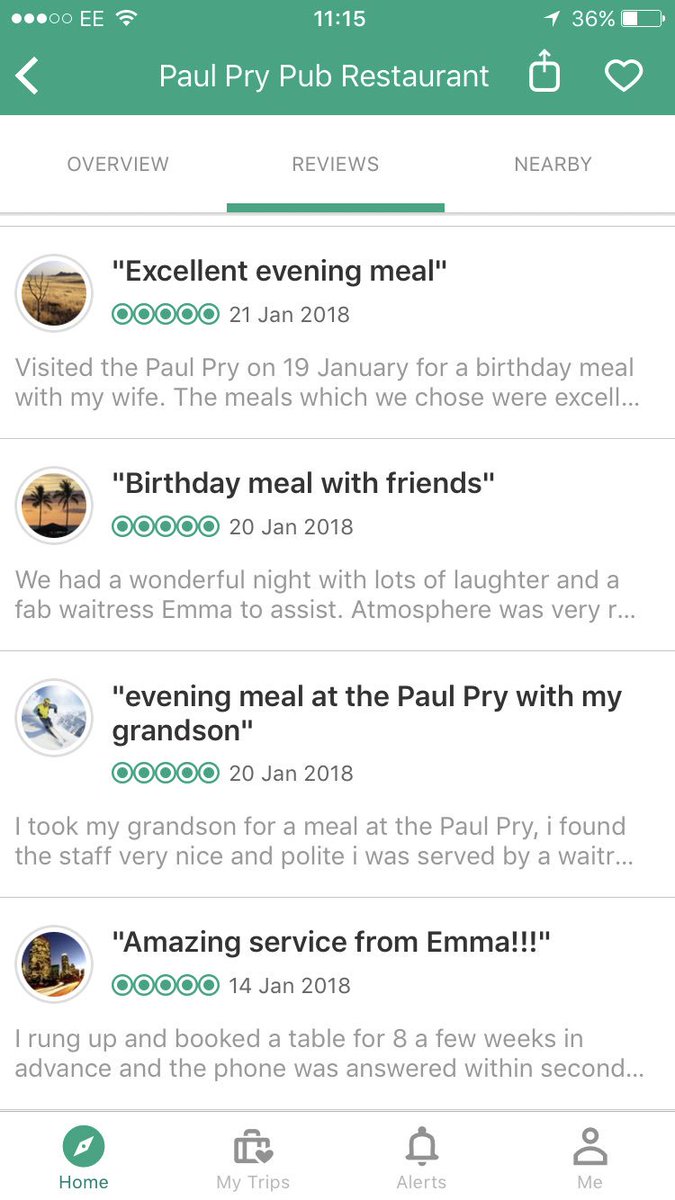 So our brill waitress Emma said she's going after trip advisor this weekend. 3x5* later she wasn't joking (plus one already in the bad) <a href="/mattavery1968/">Matt Avery</a>
